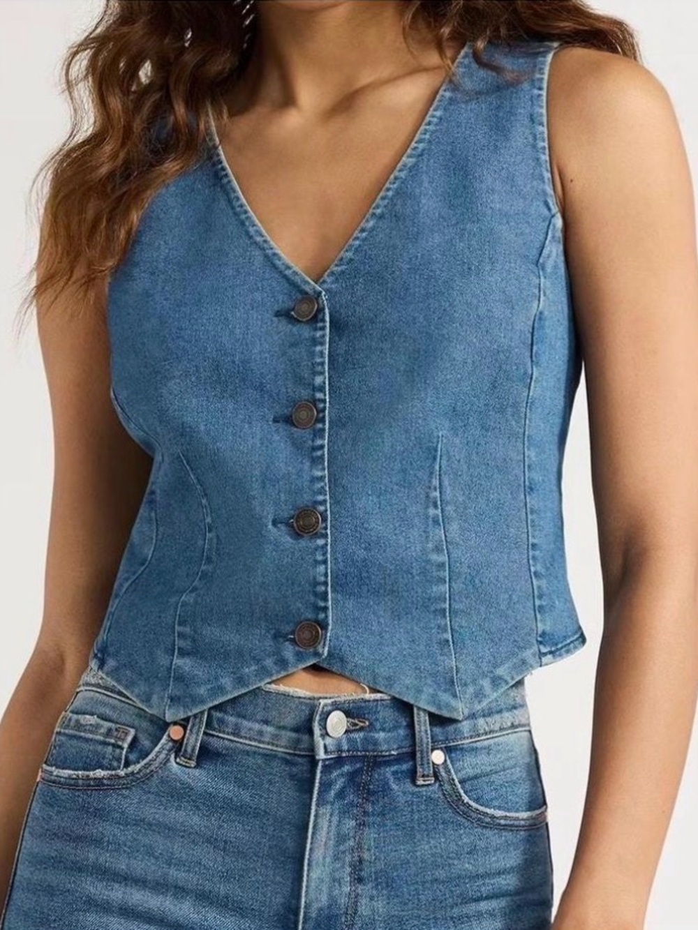 sofia by sofia vergara Blue Denim Button-Front Vest